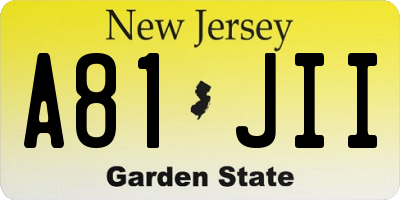 NJ license plate A81JII