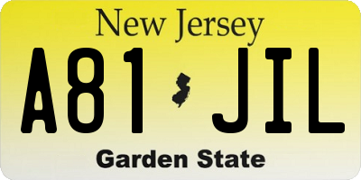 NJ license plate A81JIL