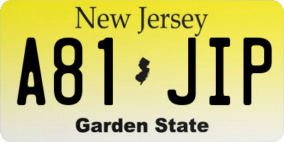 NJ license plate A81JIP