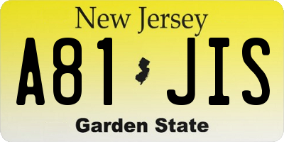 NJ license plate A81JIS