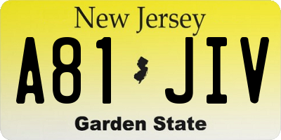 NJ license plate A81JIV