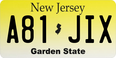 NJ license plate A81JIX