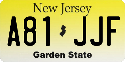 NJ license plate A81JJF