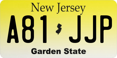 NJ license plate A81JJP