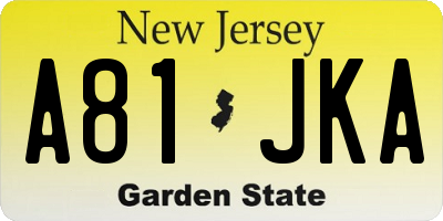NJ license plate A81JKA