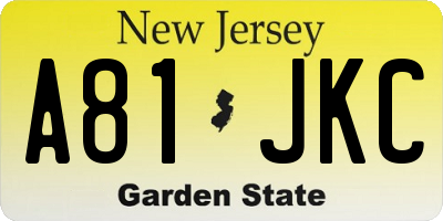 NJ license plate A81JKC