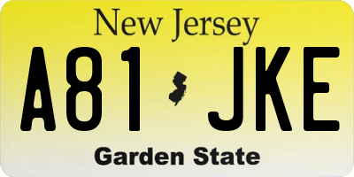 NJ license plate A81JKE