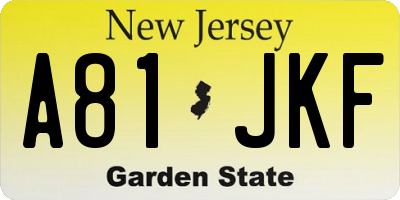 NJ license plate A81JKF