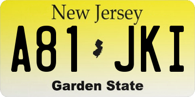 NJ license plate A81JKI