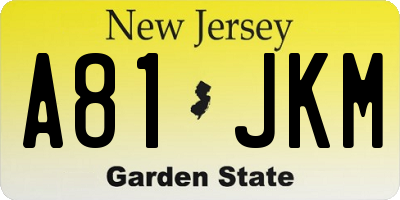 NJ license plate A81JKM