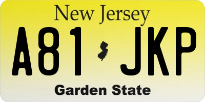 NJ license plate A81JKP