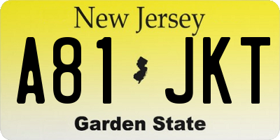 NJ license plate A81JKT
