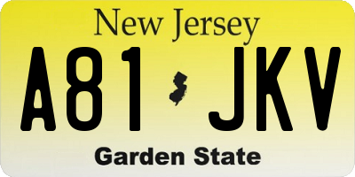 NJ license plate A81JKV