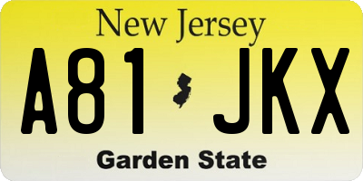 NJ license plate A81JKX