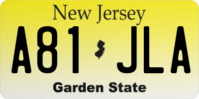 NJ license plate A81JLA
