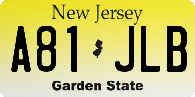 NJ license plate A81JLB