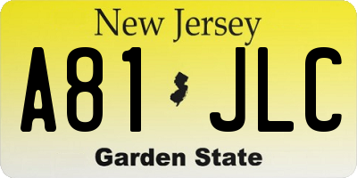 NJ license plate A81JLC