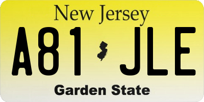 NJ license plate A81JLE