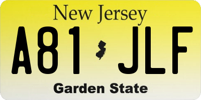NJ license plate A81JLF