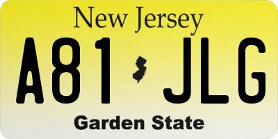 NJ license plate A81JLG
