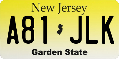 NJ license plate A81JLK