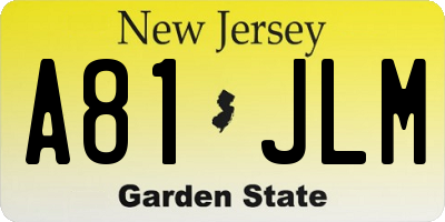 NJ license plate A81JLM