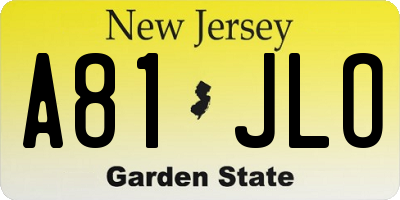 NJ license plate A81JLO
