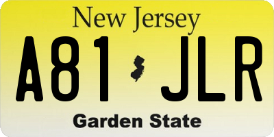 NJ license plate A81JLR