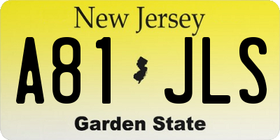 NJ license plate A81JLS