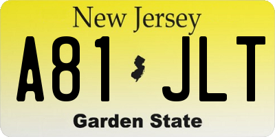 NJ license plate A81JLT