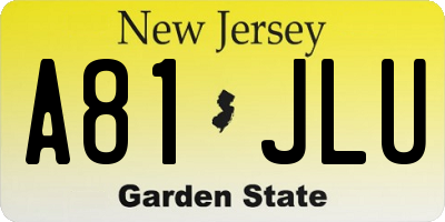 NJ license plate A81JLU