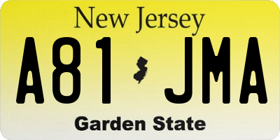 NJ license plate A81JMA