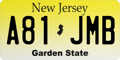 NJ license plate A81JMB