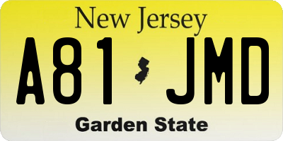 NJ license plate A81JMD