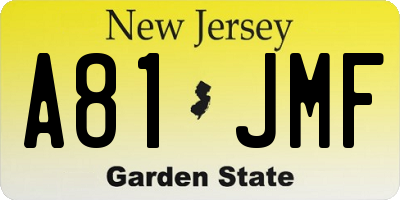 NJ license plate A81JMF