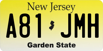 NJ license plate A81JMH