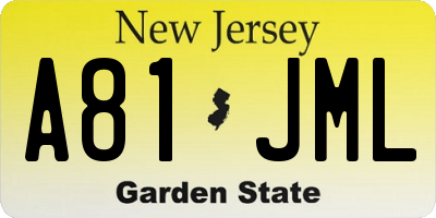 NJ license plate A81JML