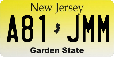 NJ license plate A81JMM