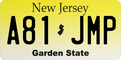 NJ license plate A81JMP