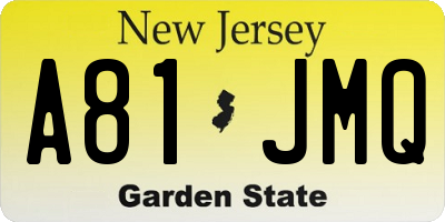 NJ license plate A81JMQ
