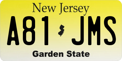 NJ license plate A81JMS