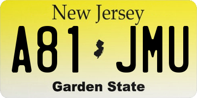 NJ license plate A81JMU