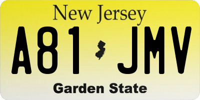 NJ license plate A81JMV