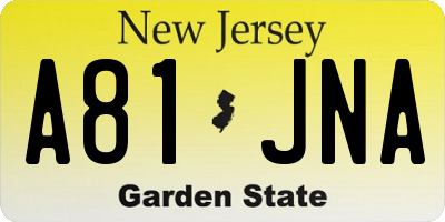 NJ license plate A81JNA