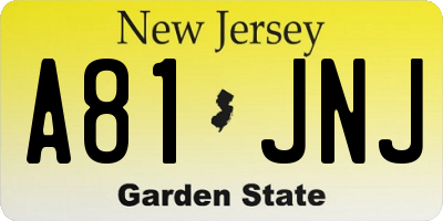 NJ license plate A81JNJ