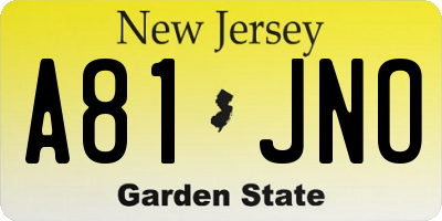 NJ license plate A81JNO