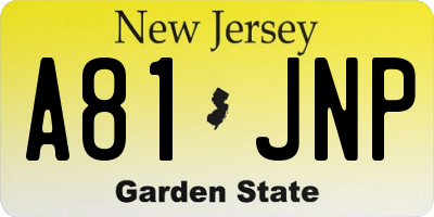 NJ license plate A81JNP
