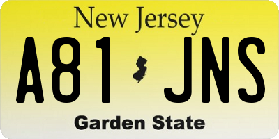 NJ license plate A81JNS
