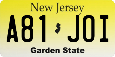 NJ license plate A81JOI