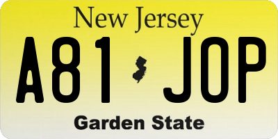 NJ license plate A81JOP